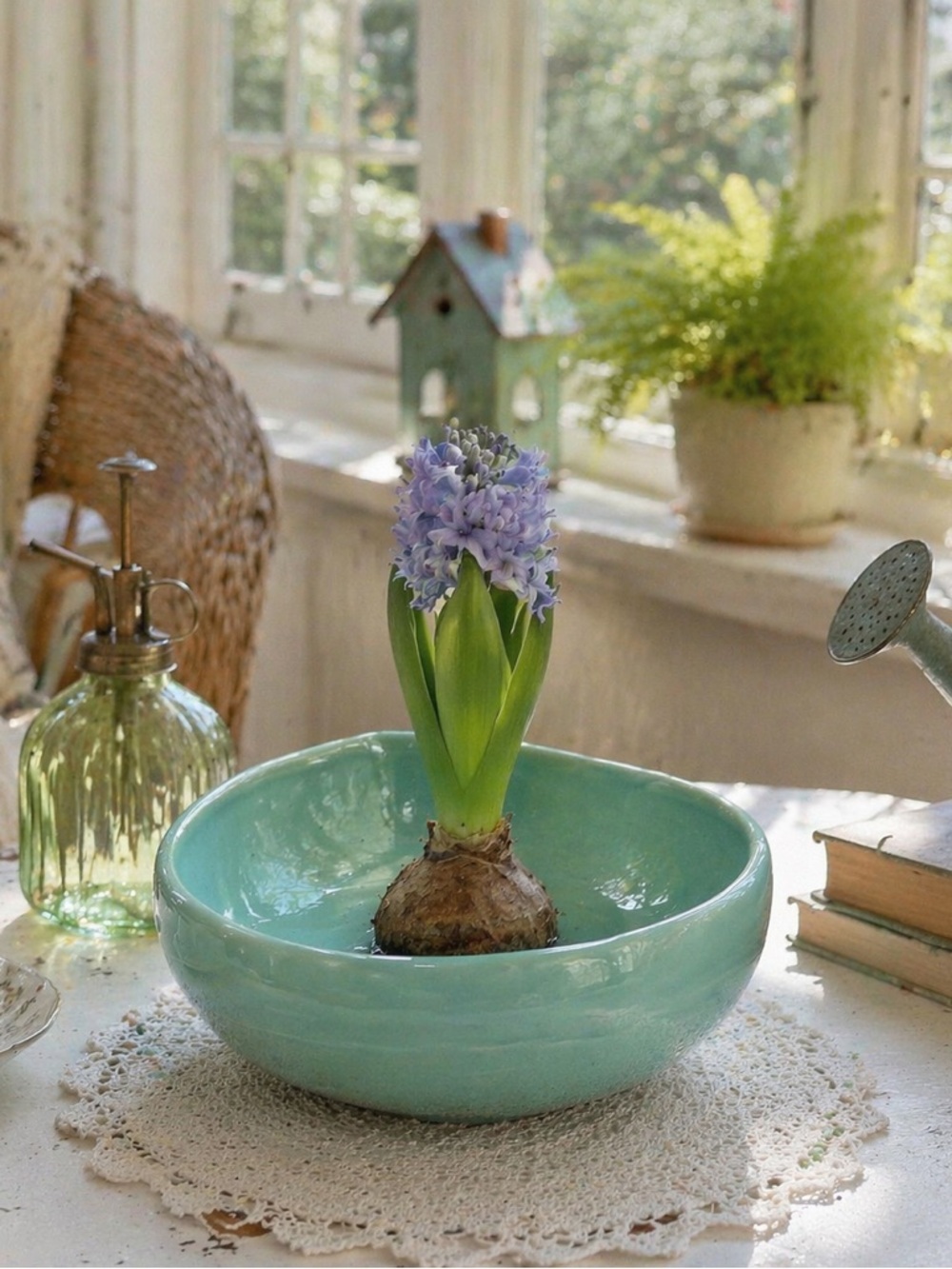 McCoy USA Pottery- Harmony Mist Blue Round Planter 1961